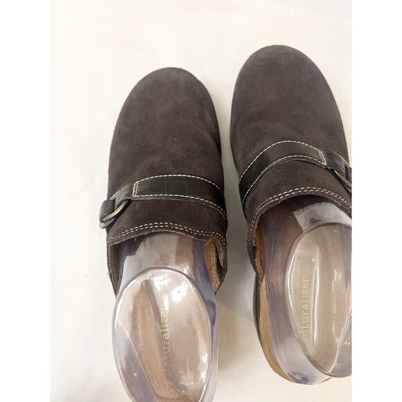 Naturalizer Suede Leather Heeled Slip On Mules Clogs Size 8.5 Brown Shoes - Picture 6 of 8